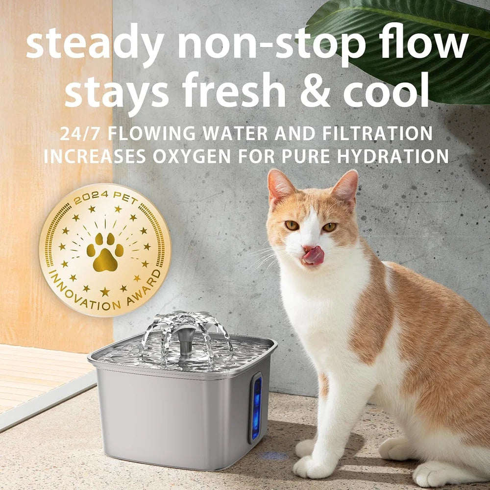 Veken Stainless Steel Cat Water Fountain