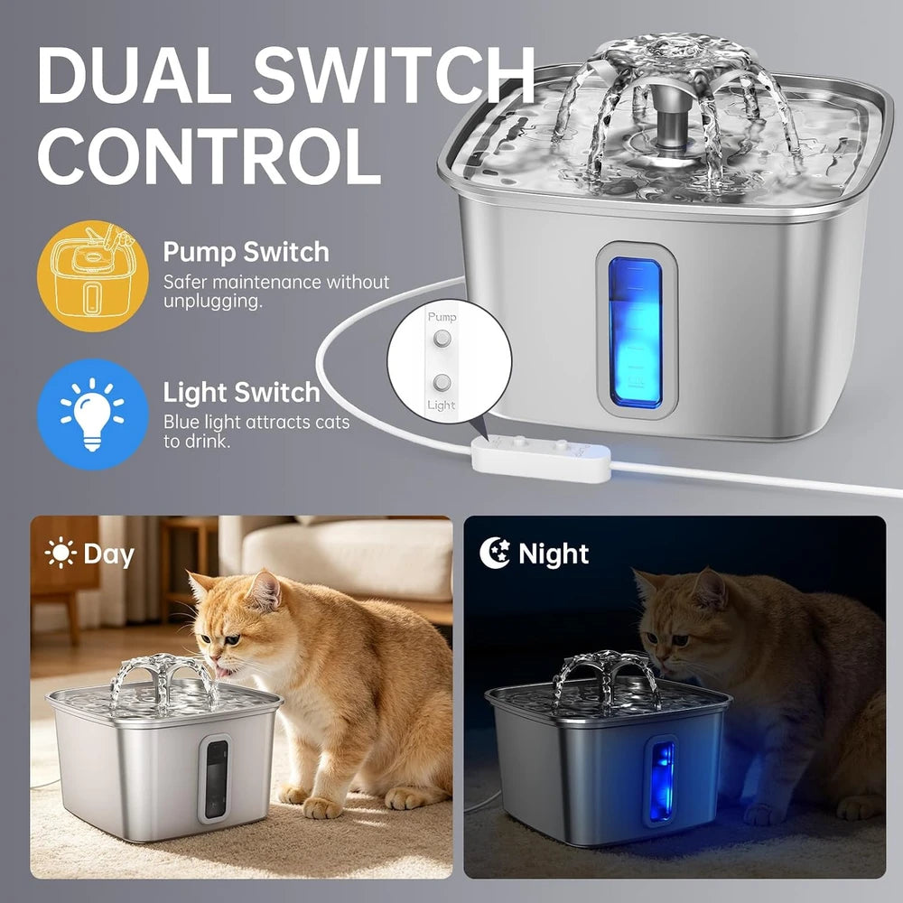 Veken Stainless Steel Cat Water Fountain